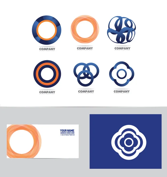 Abstrato círculo flor logotipo conjunto — Vetor de Stock
