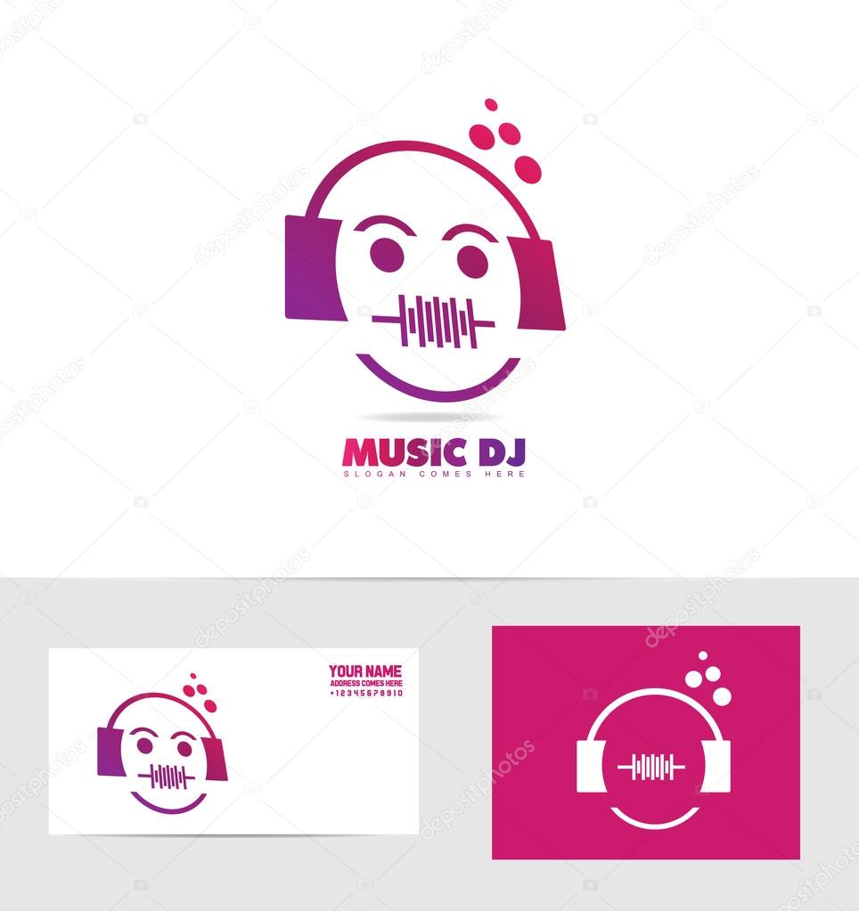 Vector company logo icon element template music headphones face dj volume