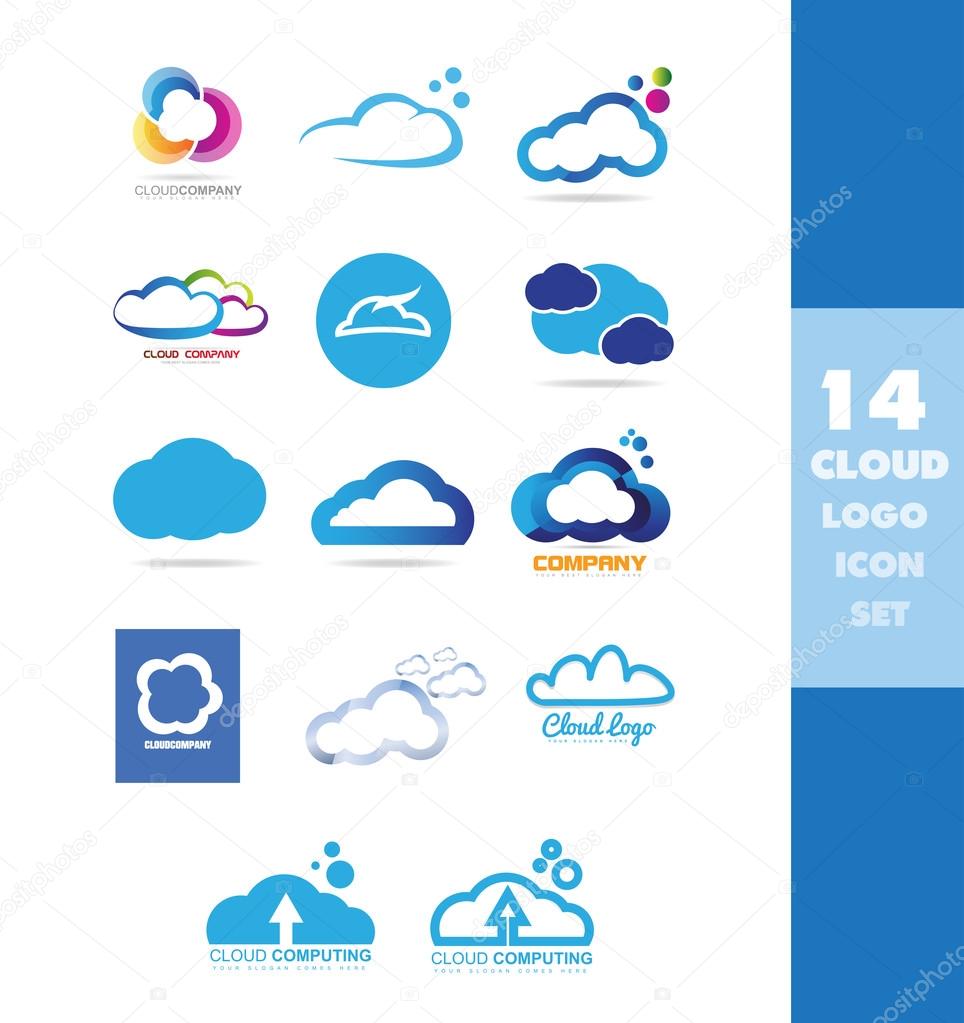 Cloud data storage logo icon set