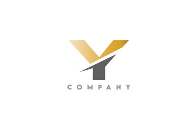 Zarif altın aksanlı koyu gri Y harfli minimalist logo, beyaz arka planda temiz şirket markalaşma tarzı