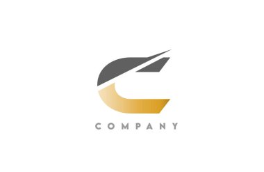 Minimalist abstract logo featuring bold gray C letter cut with elegant gold accent, clean company branding style on white background