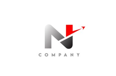 Modern dinamik N harfi logosu entegre okla kalın gri ile siyah eğimli temel vektör biçimi teknoloji ve kurumsal markalaşma için temiz.