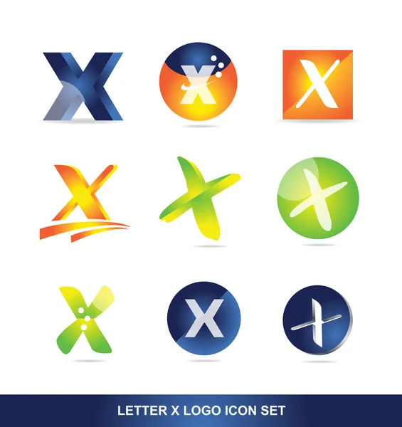 Letra x icono del logotipo conjunto 3d — Vector de stock