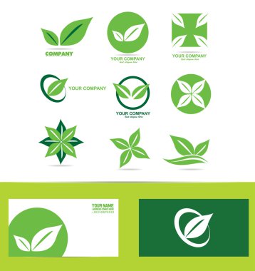 Logo simge seti yeşil yapraklar
