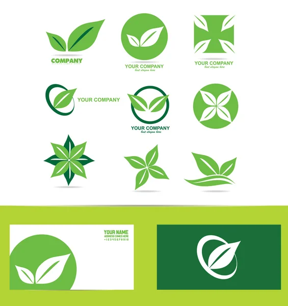 Green leafs logo icon set — Stock Vector