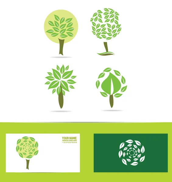 Green tree logo icon set — Stock Vector
