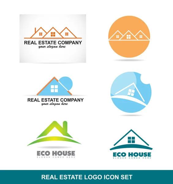 Conjunto de iconos de logotipo inmobiliario — Archivo Imágenes Vectoriales