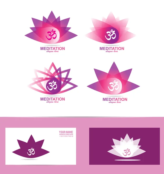 Lotus flower aum symbol logo icon — Stock Vector