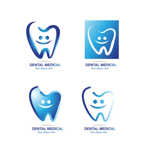 Dentista logotipo dental conjunto ícone —  Vetores de Stock