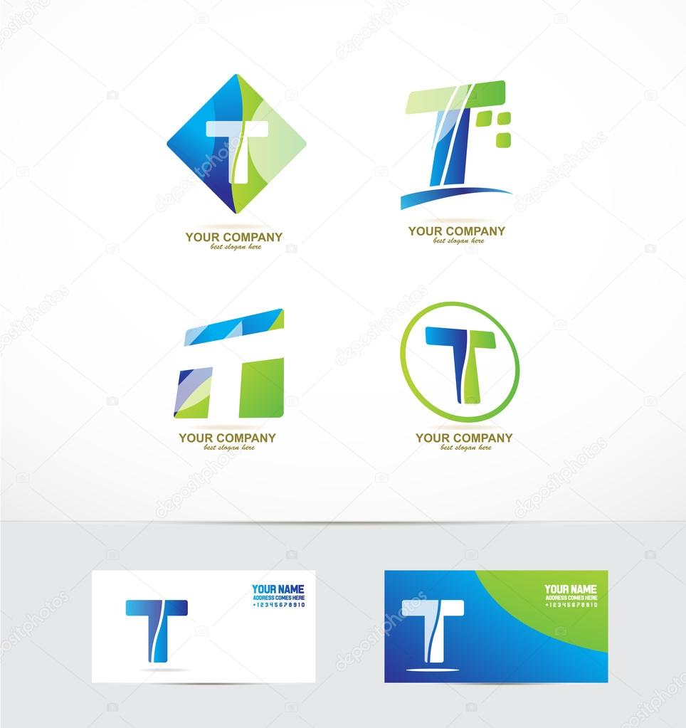 Vector company logo icon element template alphabet letter t set