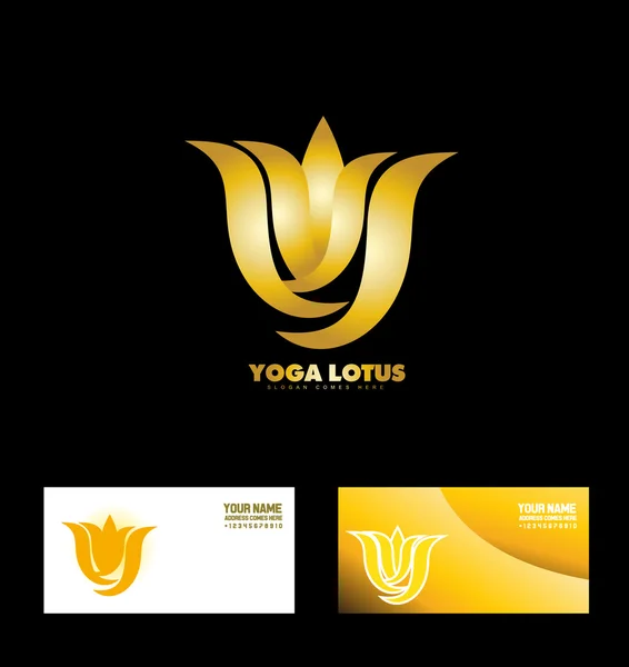 Gold yoga lotus flower — Stock Vector