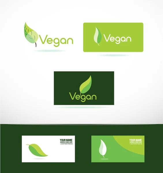 Vegan logo icona foglia verde — Vettoriale Stock