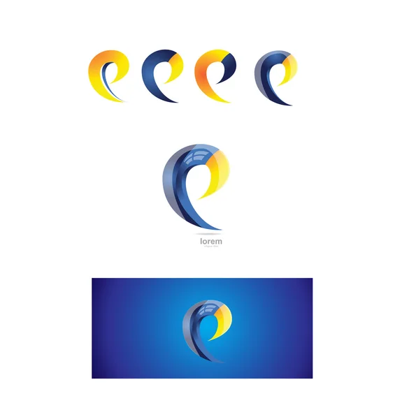 Písmeno e ikony logo 3d — Stockový vektor