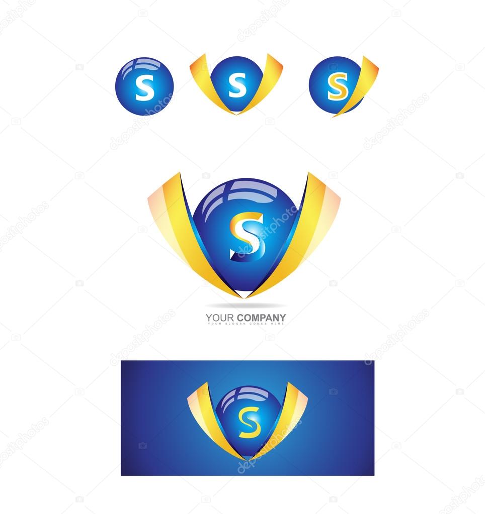Vector company logo icon element template alphabet letter s sphere 3d