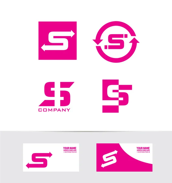 Letter s pink logo set icon — Stock Vector