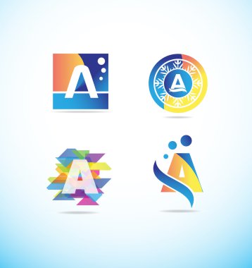 Renkli harf logo simge kümesi   