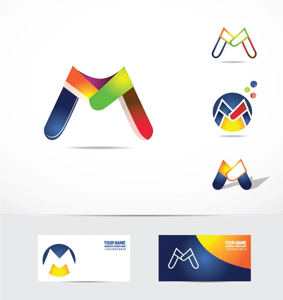 Písmeno M logo ikonu barvy — Stockový vektor