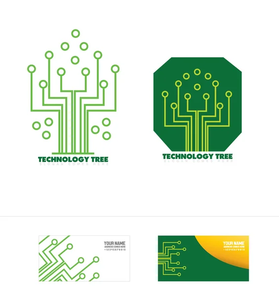 기술 회로 트리 개념 로고 아이콘 — 스톡 벡터