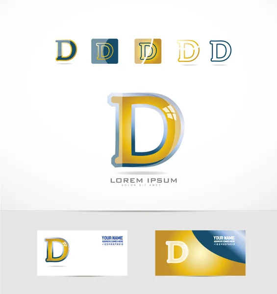 Buchstabe d Gelbgold Logo — Stockvektor