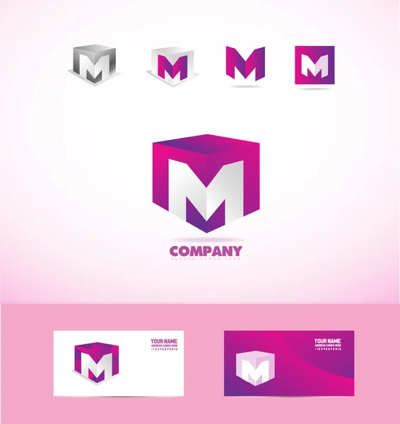 Letter M cube logo icon set — Stock Vector