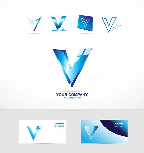 Buchstabe v blaues Logo — Stockvektor