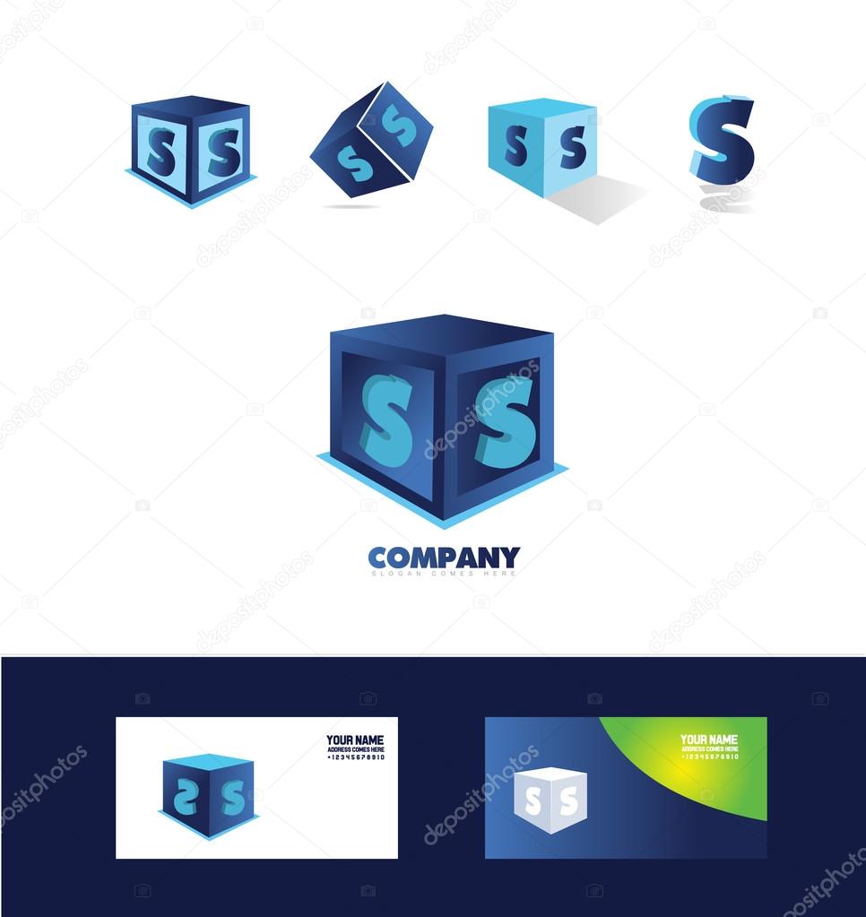 Vector company logo icon element template 3d cube letter s alphabet set