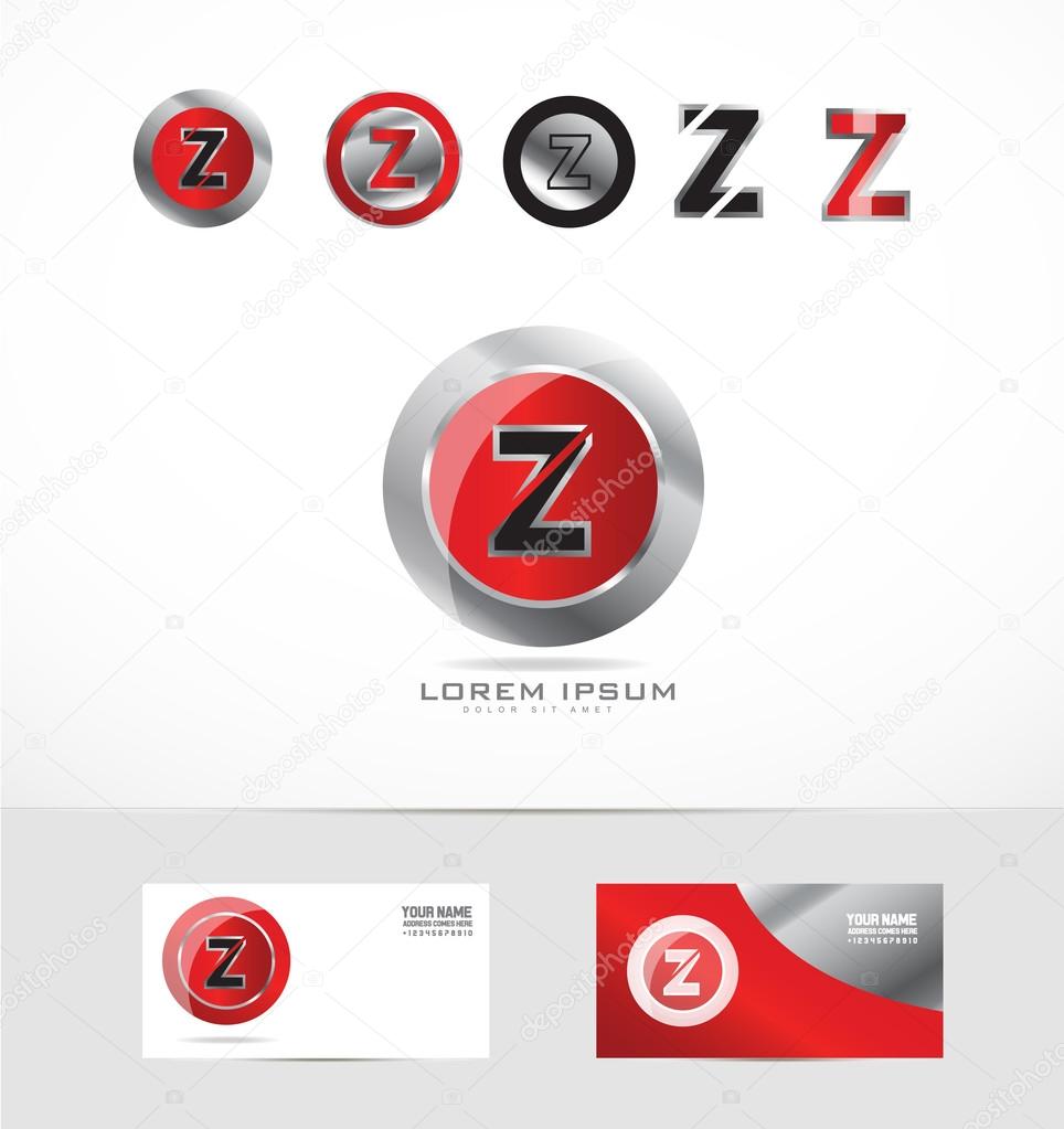 Vector company logo icon element template alphabet letter z metal games media set