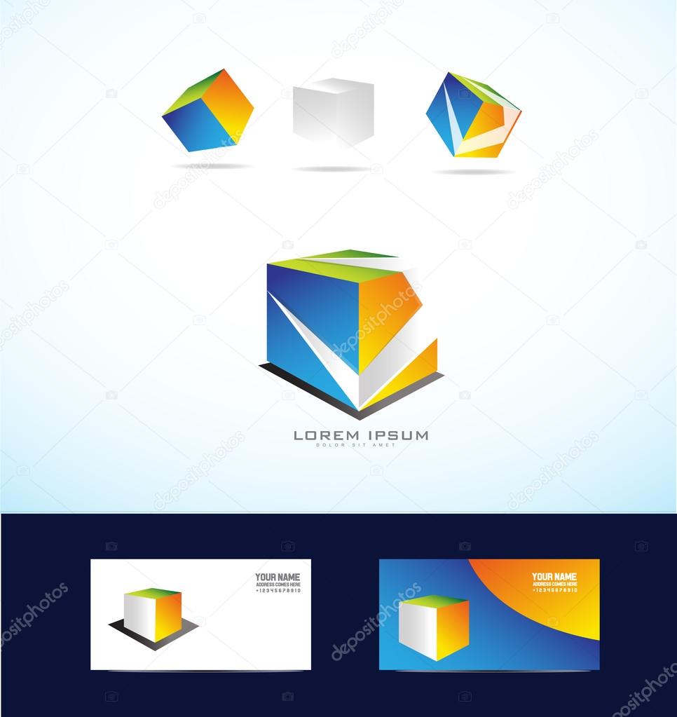 Vector company logo icon element template colors colored cube box logo 3d set