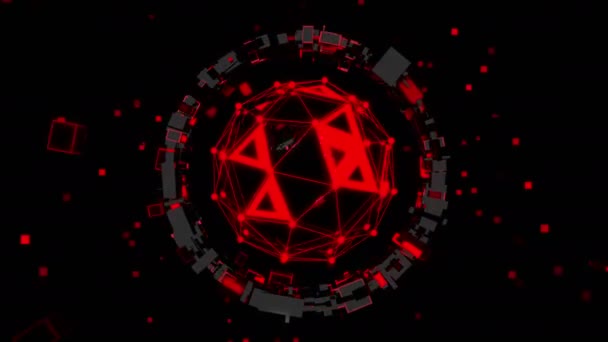 Röd cirkel på svart bakgrund — Stockvideo