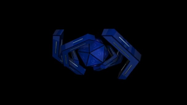 Seta azul 3D no fundo preto — Vídeo de Stock