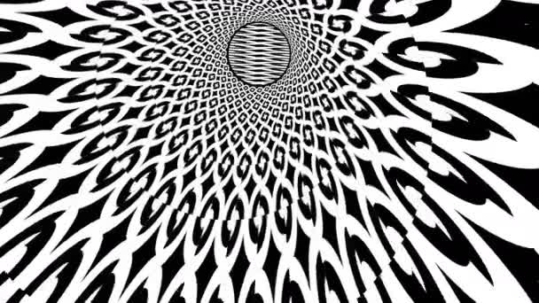 Hypnose tunnel in zwart-wit — Stockvideo