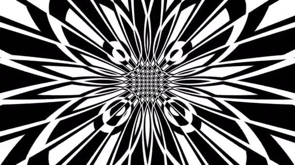 黒と白の万華鏡のようなループ — ストック動画