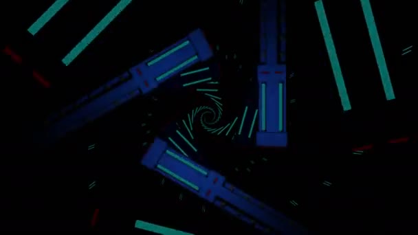 隧道的五颜六色的霓虹灯条纹 — 图库视频影像