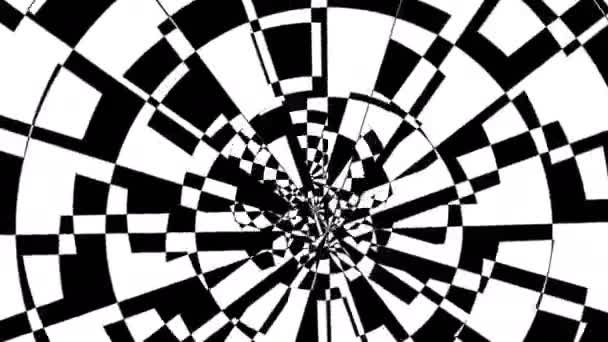 Schwarz-weiße Kaleidoskopschleife — Stockvideo