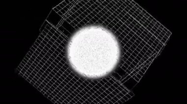 Geometri farkı dijital görsel animasyon. Başlıklarda, sunumlarda veya VJ kullanımında kullanmak için ideal döngüsüz renksiz geometrik patlayıcı etkisi görüntüsü. 