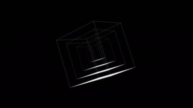 Geometri farkı dijital görsel animasyon. Başlıklarda, sunumlarda veya VJ kullanımında kullanmak için ideal döngüsüz renksiz geometrik patlayıcı etkisi görüntüsü. 