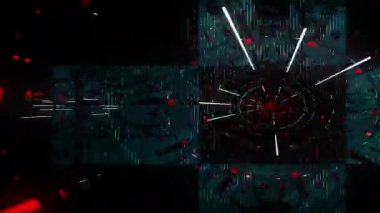 Dijital portal dijital görsel animasyon. Başlıklarda, sunumlarda veya VJ kullanımında kullanmak için ideal döngüsüz renksiz geometrik patlayıcı etkisi görüntüsü. 