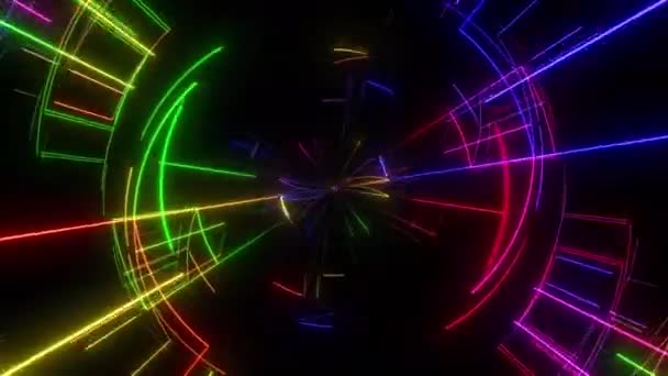 Animação Visual Digital Neon Espiral Imagens Efeito Explosivo Geométrico Colorido — Vídeo de Stock