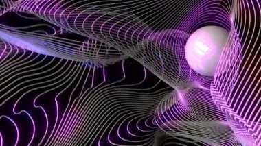 Soyut iplikler dijital görsel animasyon. Başlıklarda, sunumlarda veya VJ kullanımında kullanmak için ideal döngüsüz renksiz geometrik patlayıcı etkisi görüntüsü. 