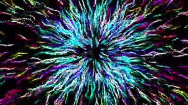 Havai fişek atımı dijital görsel animasyon. Başlıklarda, sunumlarda veya VJ kullanımında kullanmak için ideal döngüsüz renksiz geometrik patlayıcı etkisi görüntüsü. 