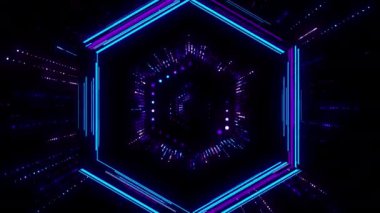 Neon baz dijital görsel animasyon. Başlıklarda, sunumlarda veya VJ kullanımında kullanmak için ideal döngüsüz renksiz geometrik patlayıcı etkisi görüntüsü. 