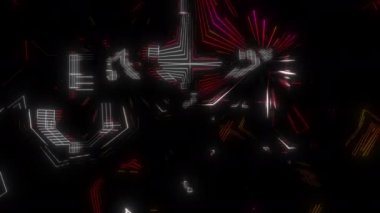 Web titreşimli dijital görsel animasyon. Başlıklarda, sunumlarda veya VJ kullanımında kullanmak için ideal döngüsüz renksiz geometrik patlayıcı etkisi görüntüsü. 