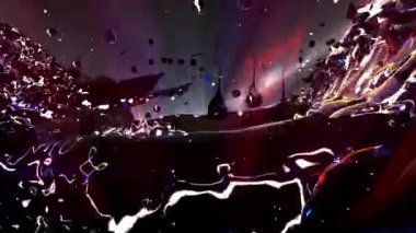 Renkli jet dijital görsel animasyon. Başlıklarda, sunumlarda veya VJ kullanımında kullanmak için ideal döngüsüz renksiz geometrik patlayıcı etkisi görüntüsü. 