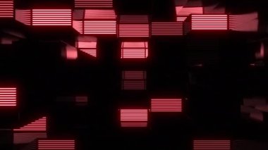 Neon desenleri dijital görsel animasyon. Başlıklarda, sunumlarda veya VJ kullanımında kullanmak için ideal döngüsüz renksiz geometrik patlayıcı etkisi görüntüsü. 