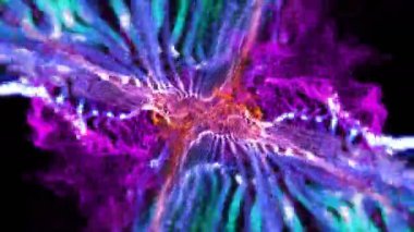 Evren dijital görsel animasyon örgüsü. Başlıklarda, sunumlarda veya VJ kullanımında kullanmak için ideal döngüsüz renksiz geometrik patlayıcı etkisi görüntüsü. 