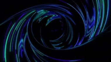 Neon spiral dijital görsel animasyon. Başlıklarda, sunumlarda veya VJ kullanımında kullanmak için ideal döngüsüz renksiz geometrik patlayıcı etkisi görüntüsü. 