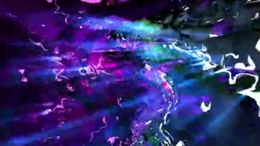 Renkli jet dijital görsel animasyon. Başlıklarda, sunumlarda veya VJ kullanımında kullanmak için ideal döngüsüz renksiz geometrik patlayıcı etkisi görüntüsü. 