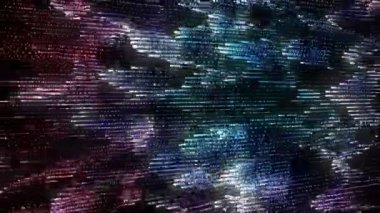 Evren dijital görsel animasyon örgüsü. Başlıklarda, sunumlarda veya VJ kullanımında kullanmak için ideal döngüsüz renksiz geometrik patlayıcı etkisi görüntüsü. 