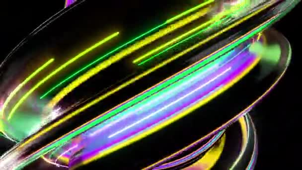 Neon spirál digitális vizuális animáció. Looped zökkenőmentes absztrakt színes geometriai robbanásveszélyes hatású felvételek ideális címek, bemutatók vagy VJ használatra. 