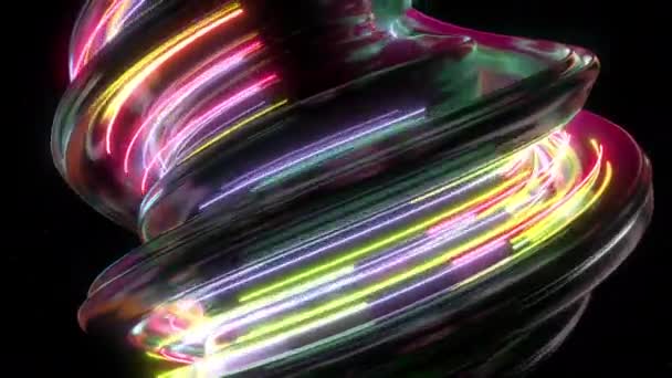 Néon Spirale Animation Visuelle Numérique Images Abstraites Effet Explosif Géométrique — Video